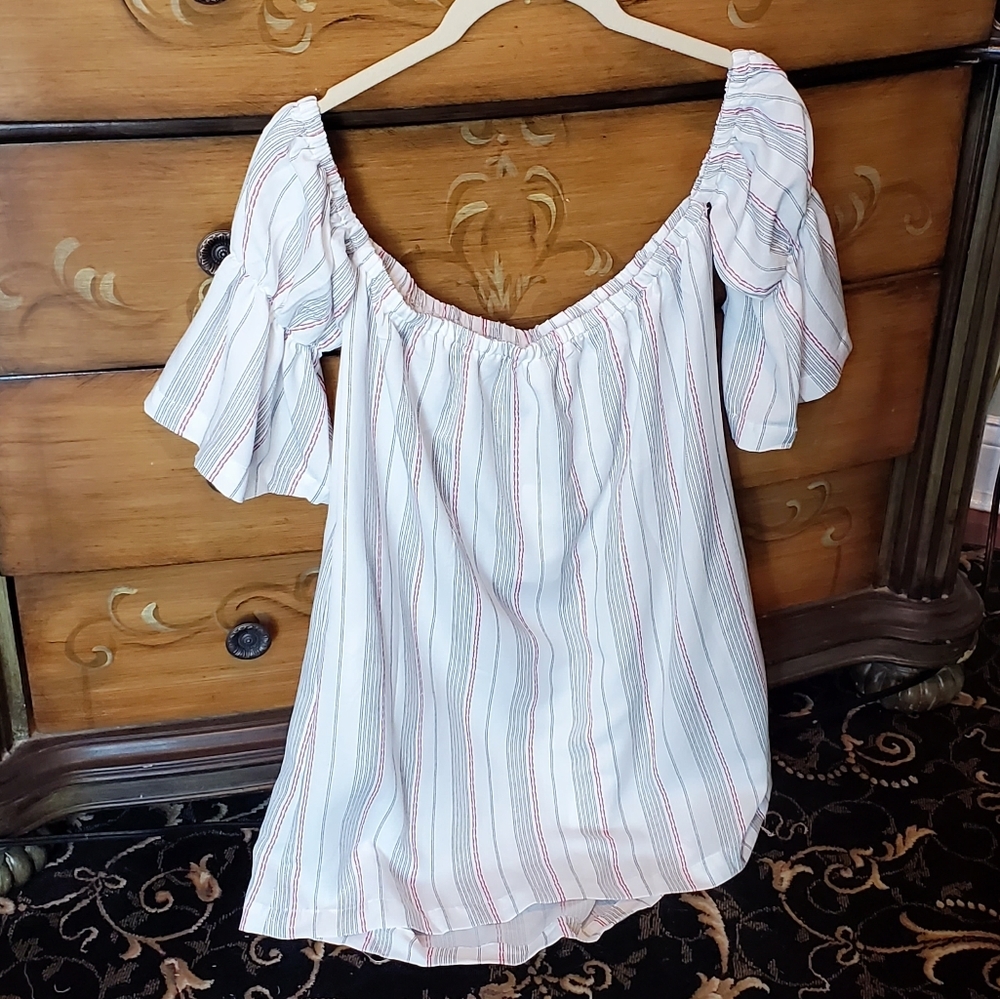STRIPED OFF SHOULDER TUNIC - Picture 6 of 9